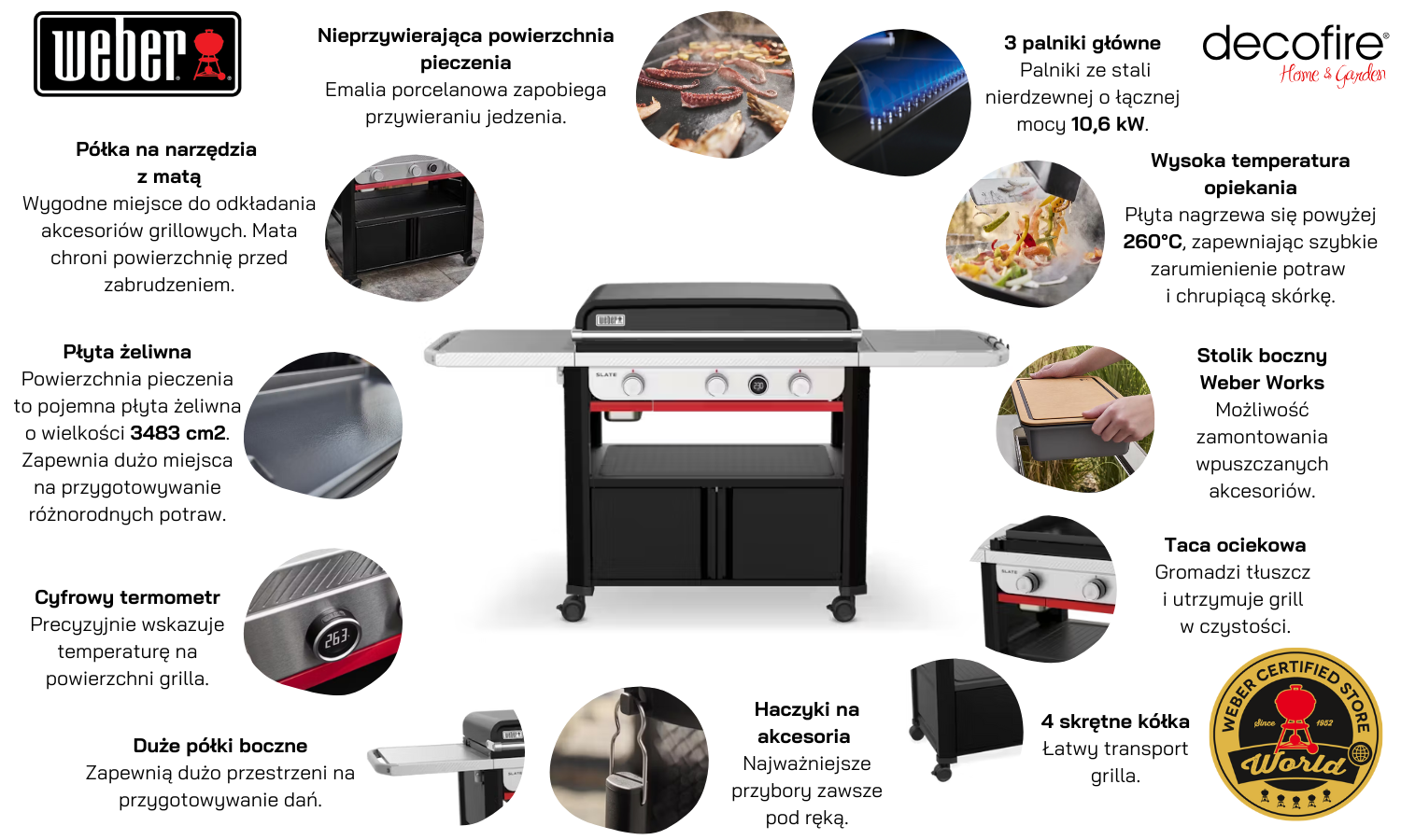 Płyta grill gazowy Weber SLATE GPD 76 cm Premium