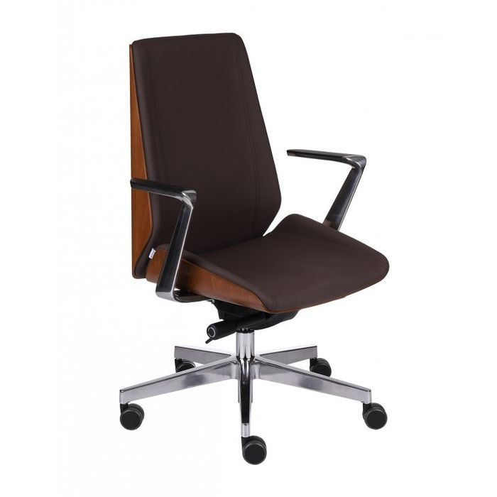 Grospol Fotel biurowy Moon Wood AL1 chrome tkanina Valencia - 12 kolorów