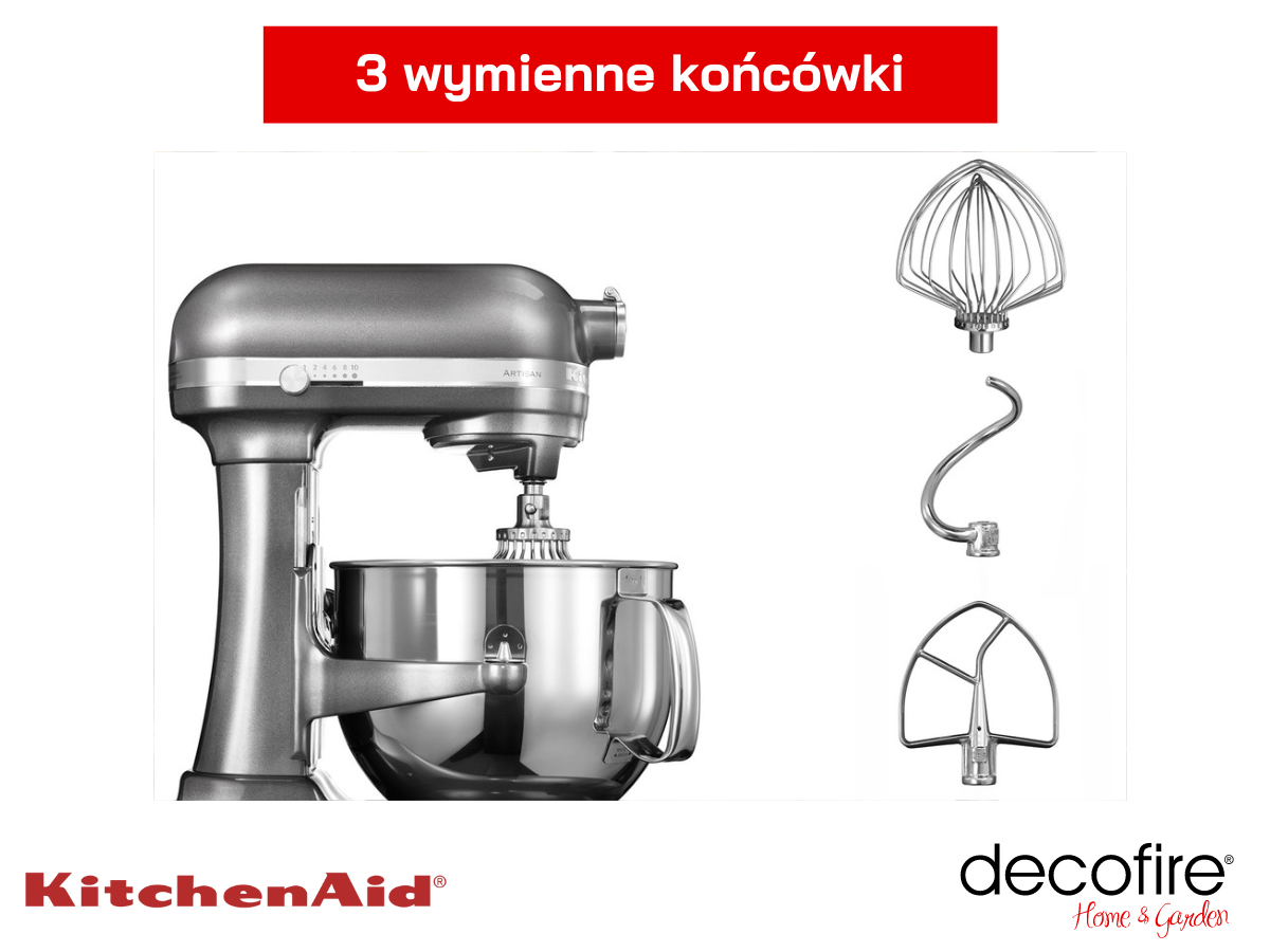 Mikser Artisan 7 Medallion Silver z 3 wymiennymi końcówkami w zestawie
