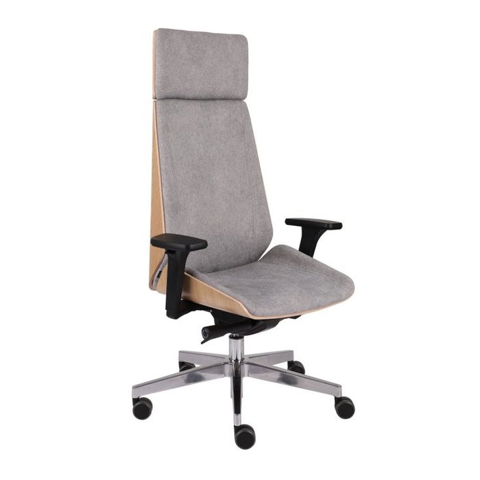 Grospol Fotel biurowy Moon Wood HD chrom tkanina Synergy - 12 kolorów