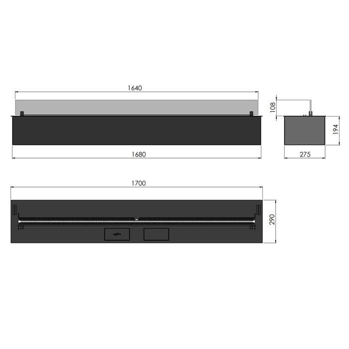 Biokominek do zabudowy Infire Etronic Burner 1700 wymiary