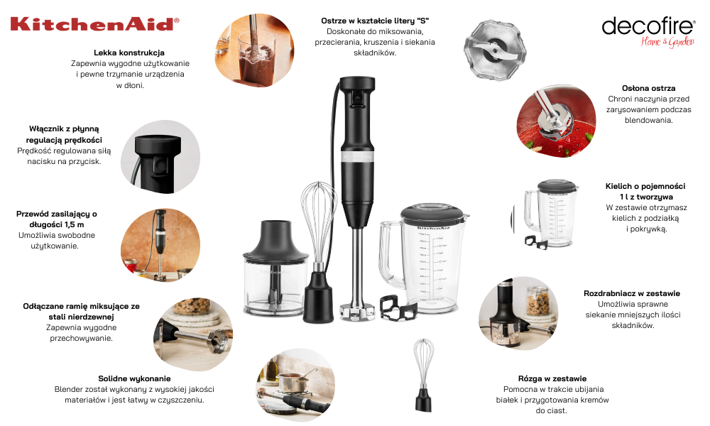 Blender ręczny z akcesoriami KitchenAid Matte Black 