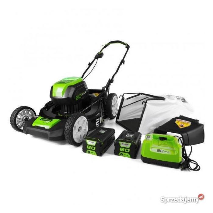 Zestaw GreenWorks Kosiarka 80 V + Kosa/Podkaszarka 80 V + Nożyce do żywopłotu 80 V + Akumulator 4Ah 80 V + Ładowarka 80 V - W ZESTAWIE TANIEJ!
