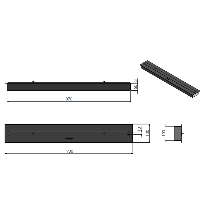 Biokominek narożny Simple Fire CORNER 1200L lewy