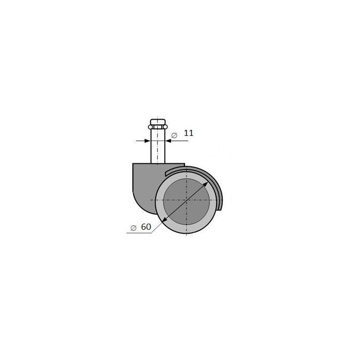 Unique Kółka gumowane miękkie do foteli biurowych 60 mm - 5 szt. (CT60-431G)