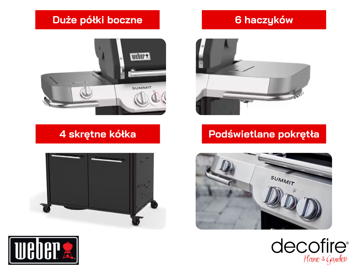 Dodatkowe udogodnienia w grillu gazowym Weber Summit FS38 E Black