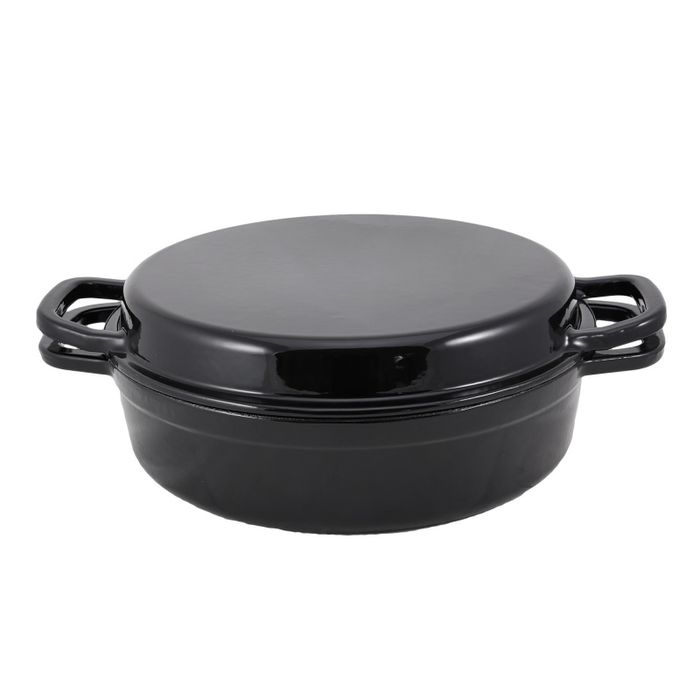 Garnek żeliwny OPA  z pokrywką do grillowania 28 cm, czarny