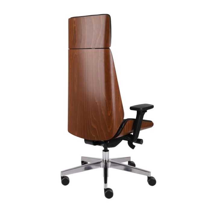 Grospol Fotel biurowy Moon Wood HD chrom tkanina Valencia - 12 kolorów