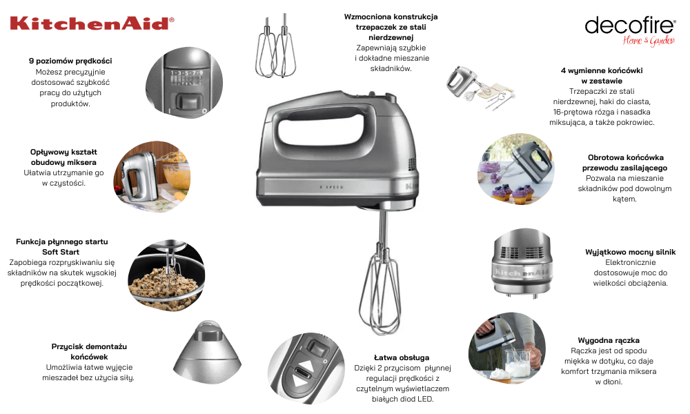 Mikser 9-biegowy ręczny Contour Silver KitchenAid (5KHM9212ECU)