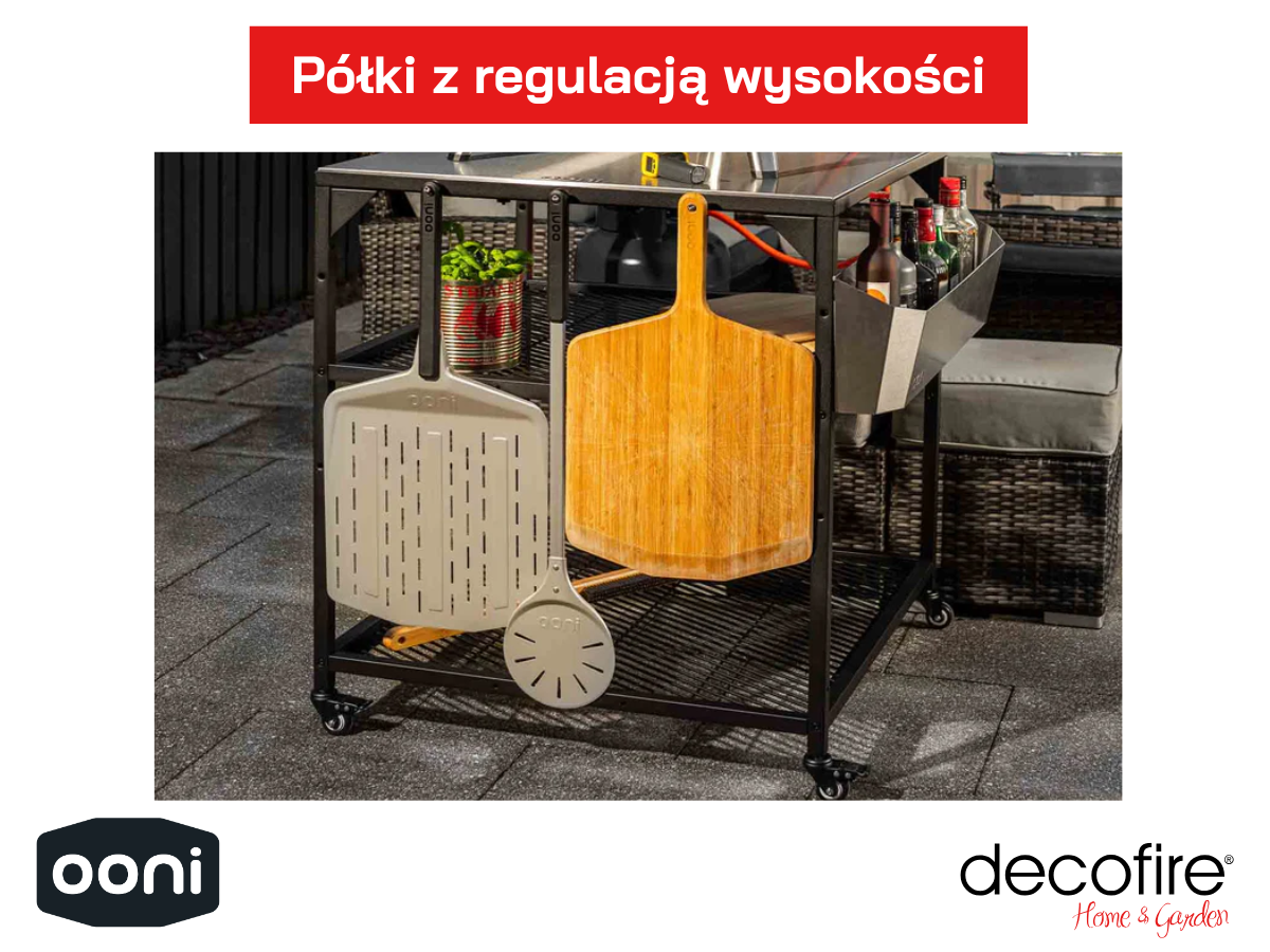 Duży stół modułowy Ooni – praktyczne półki na akcesoria