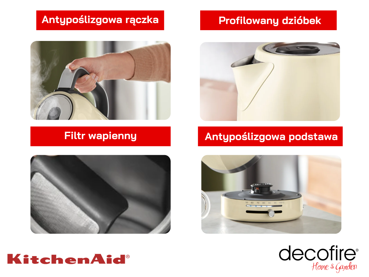 Dodatkowe udogodnienia w czajniku Almond Cream 1,7 l KitchenAid