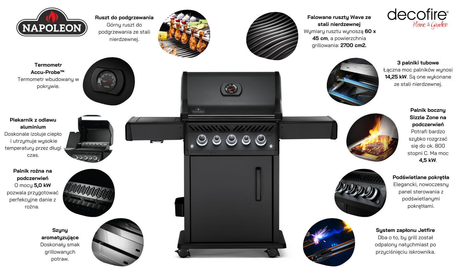 Grill gazowy Napoleon Phantom Rogue SE 425 RSIB funkcje najważniejsze