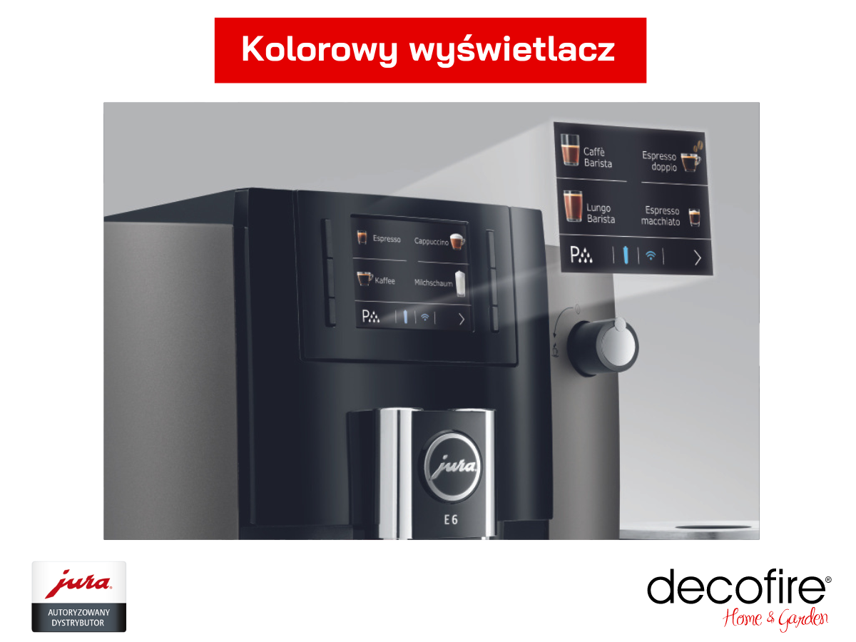 Ekspres do kawy Jura E6 Dark Inox (EB) kolorowy wyświetlacz