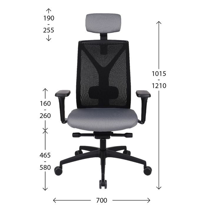 Fotel biurowy Grospol Valio BS HD black chrome tkanina Bondai - 8 kolorów