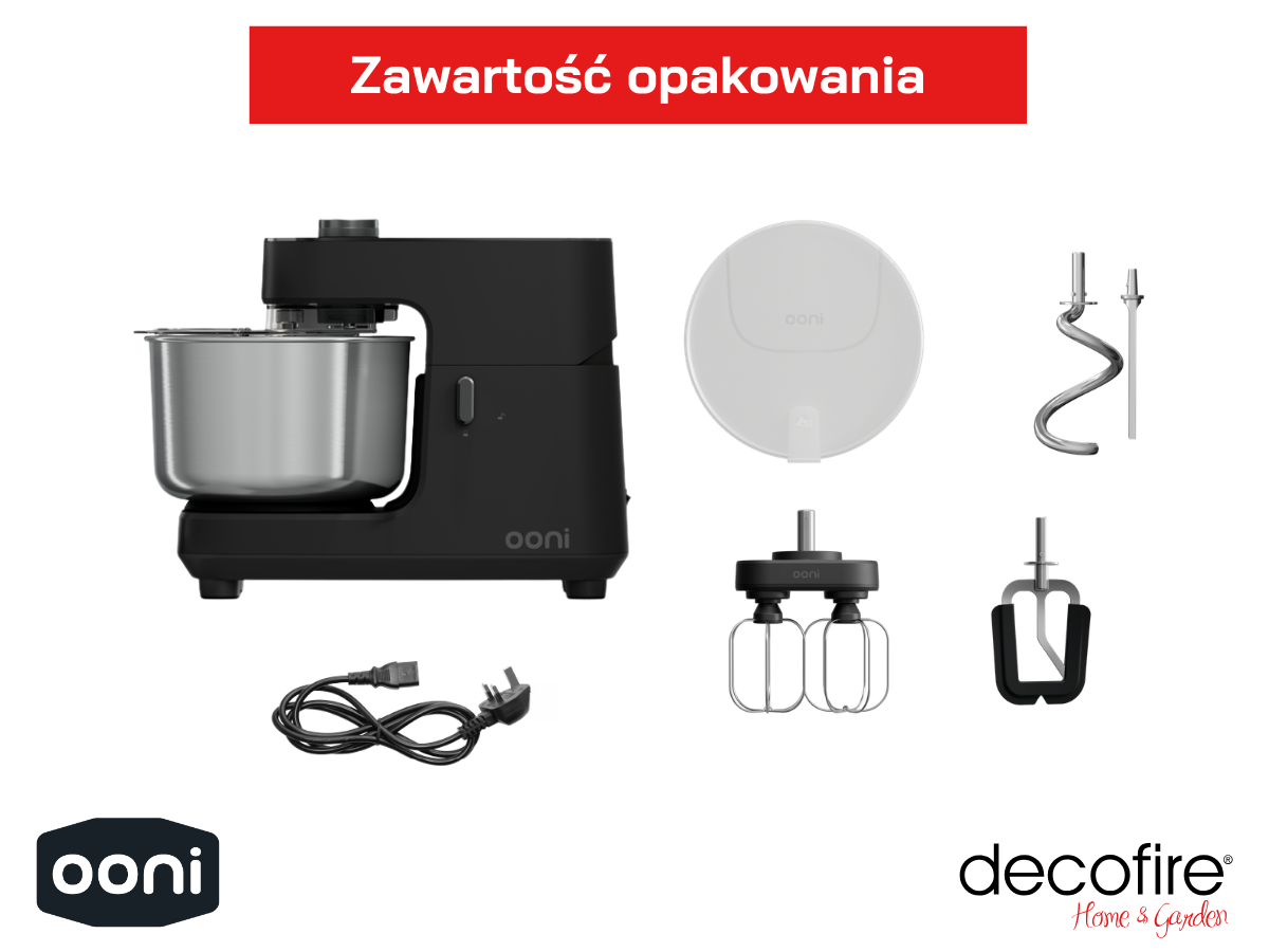 Ooni mikser spiralny Halo Core Foundry Black – zawartość zestawu