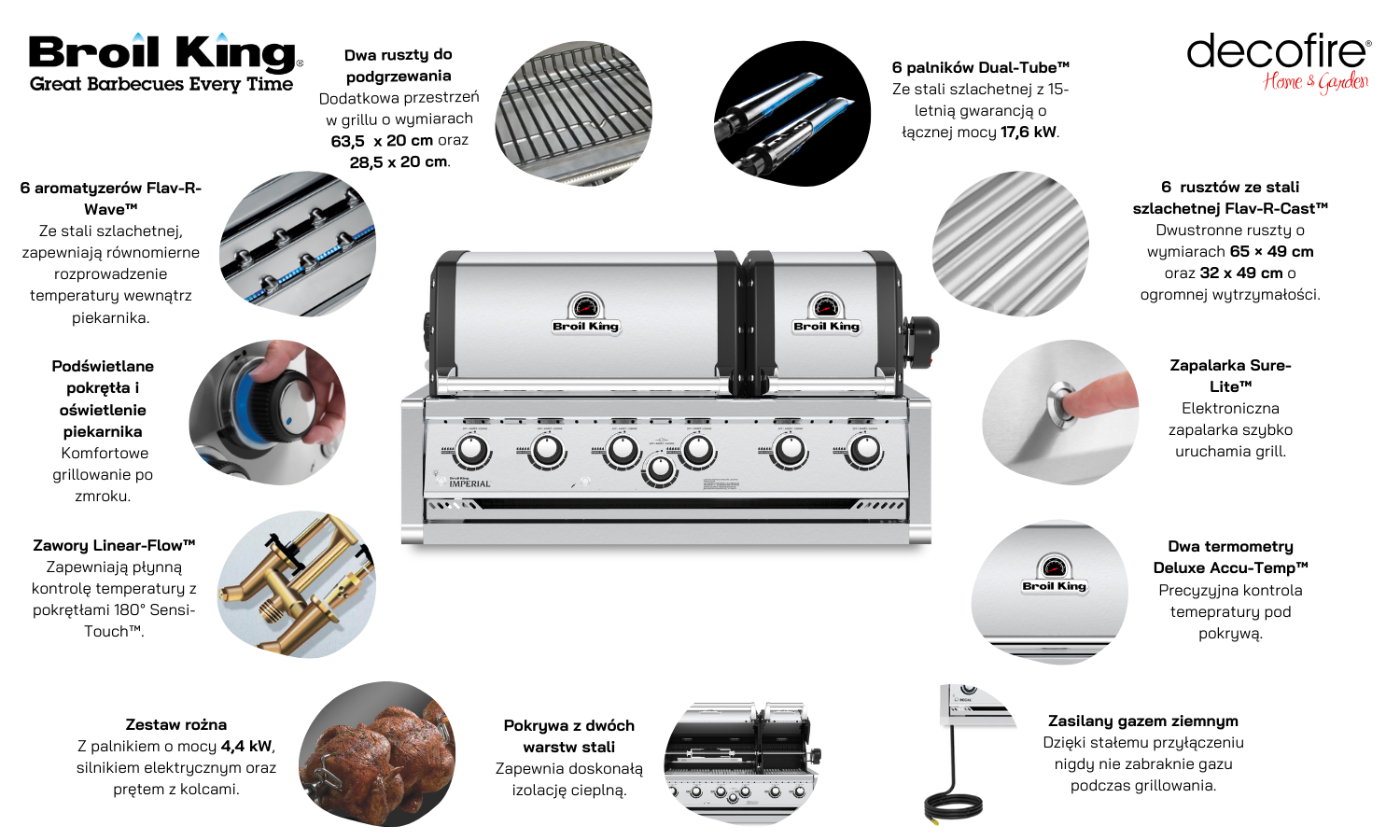 Grill gazowy Broil King Imperial S 670 na gaz ziemny funkcje