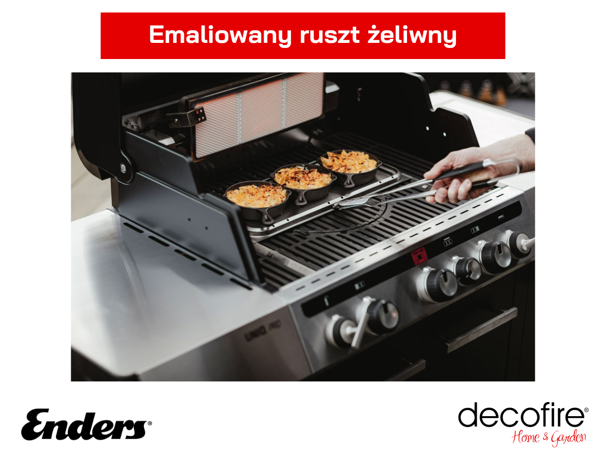 Emaliowany ruszt żeliwny w grillu Enders UNIQ – PRO 3 IK Kitchen Cruster