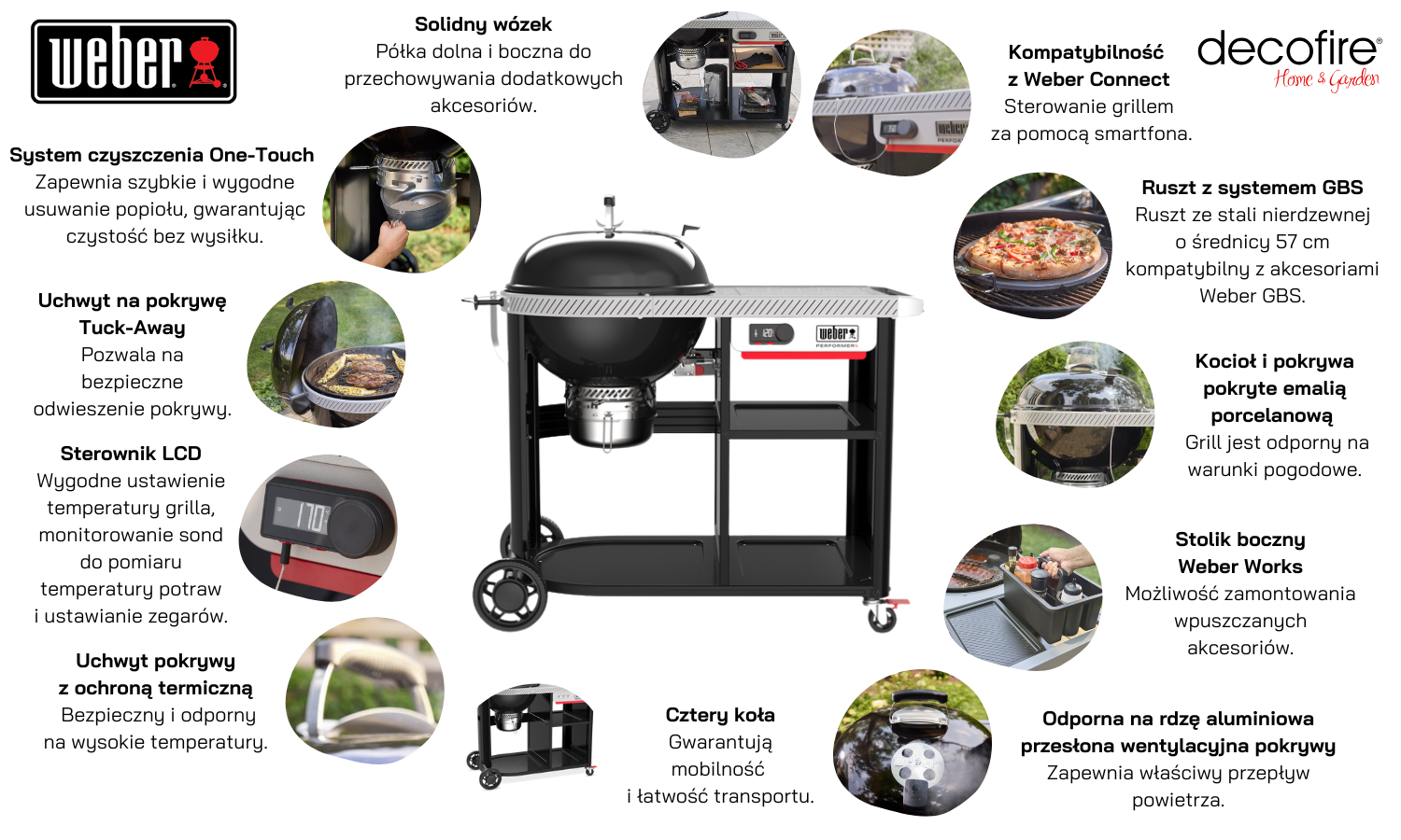 Grill węglowy Weber Performer Premium Smart 57 cm cechy