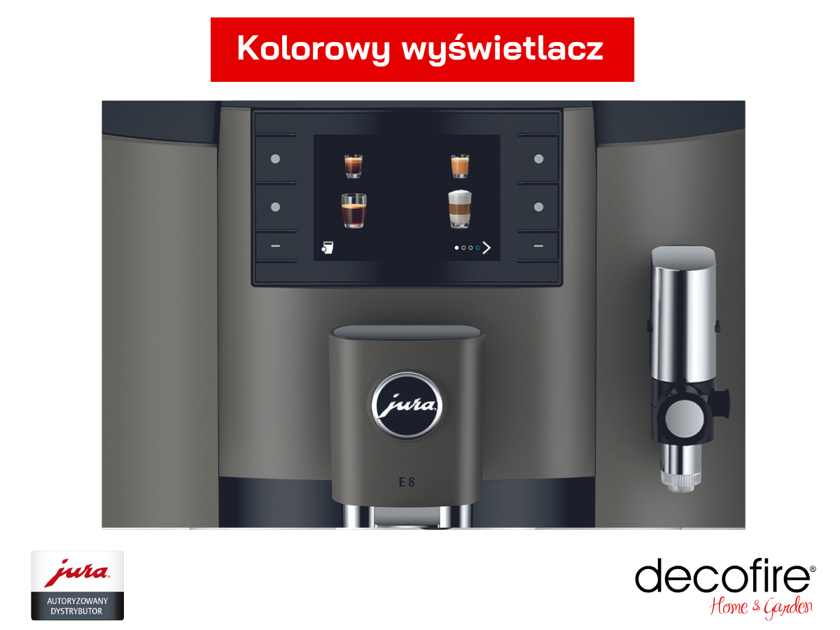 Ekspres do kawy Jura E8 Dark Inox (EC) z kolorowym wyświetlaczem