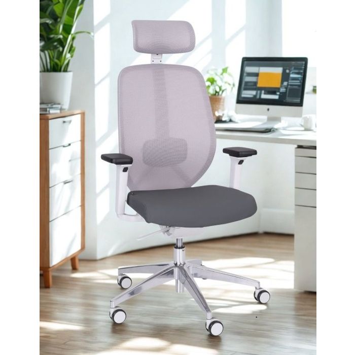 Grospol Ergonomiczny fotel biurowy 4U GS HD chrome tkanina Medley - 12 kolorów
