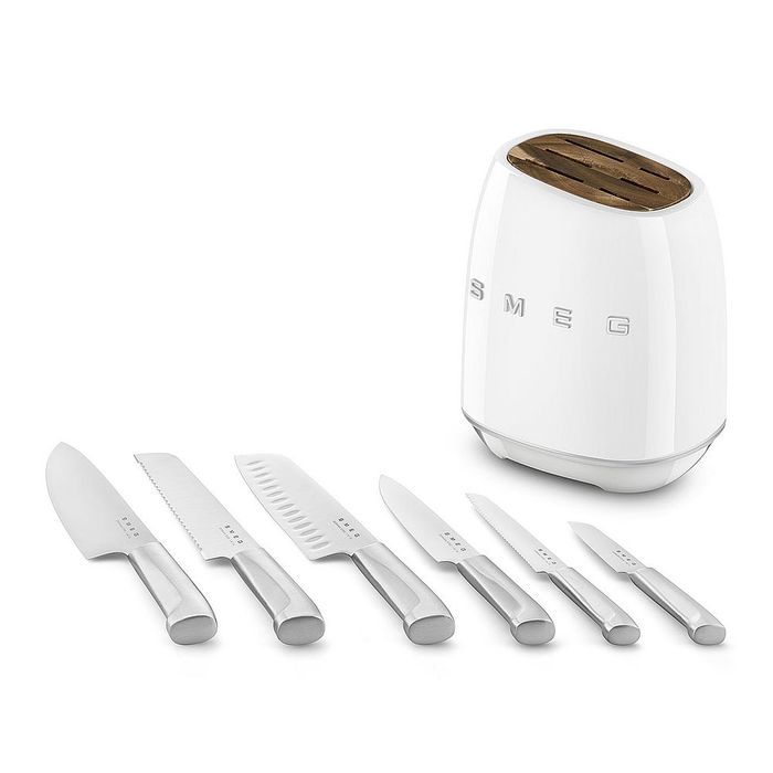 Blok z zestawem 6 noży 50's style Biały Smeg (KBSF02WH)
