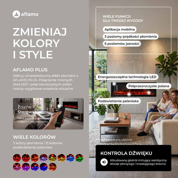 Aflamo kominek elektryczny Royal PRO ścienny, do zabudowy