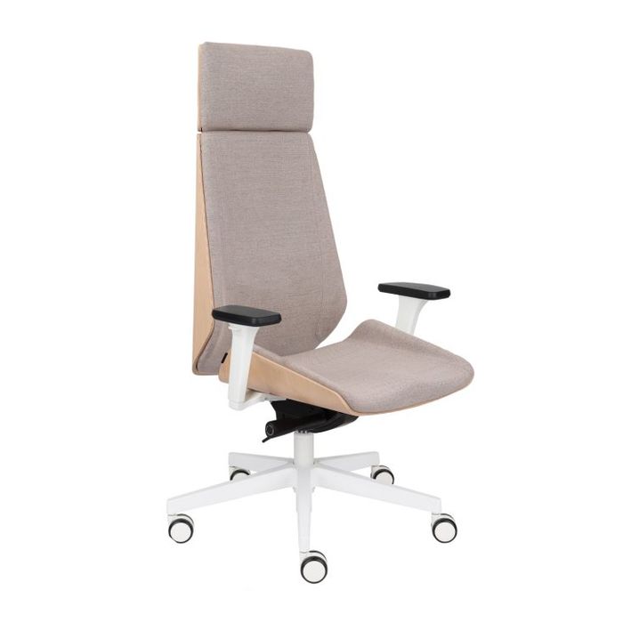 Grospol Fotel biurowy Moon Wood HD W white tkanina Strong - 8 kolorów