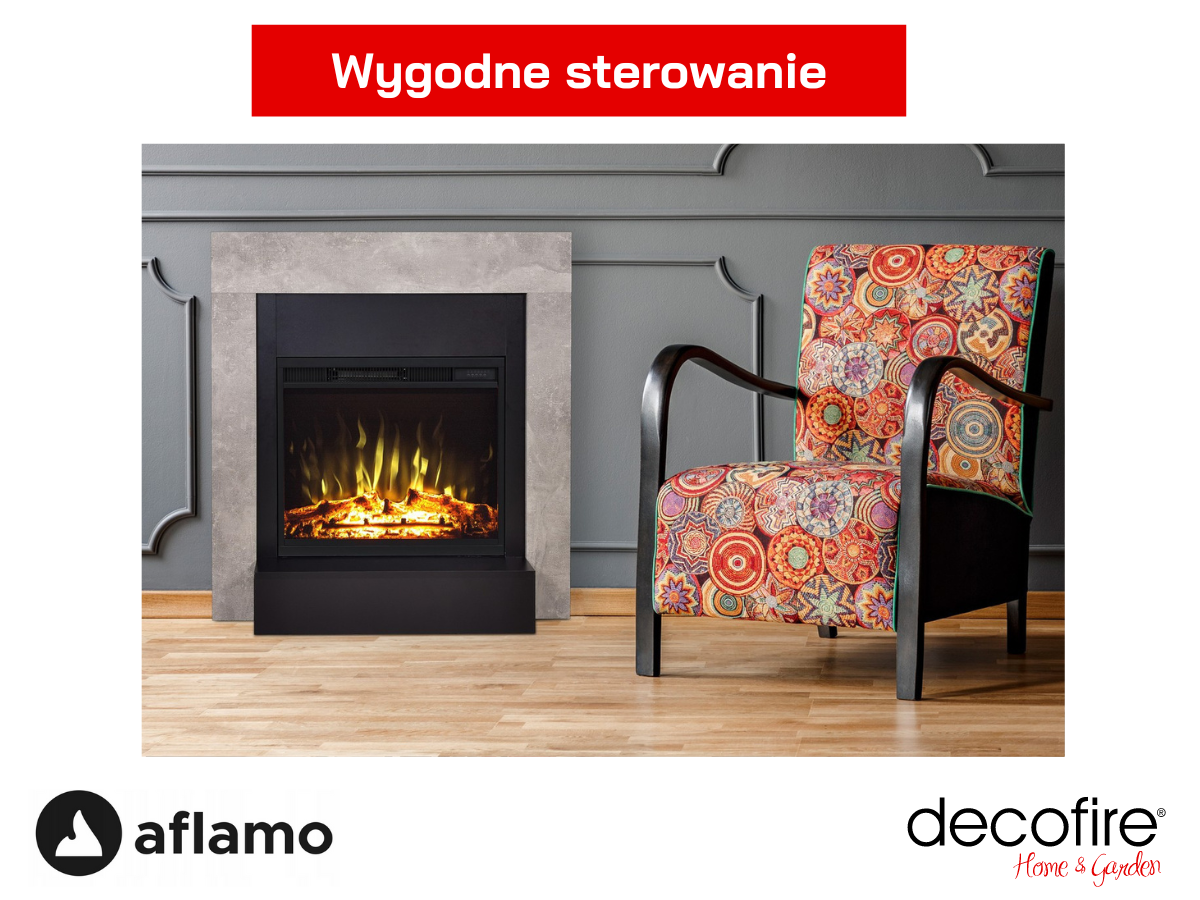 Kominek elektryczny Aflamo Simple LED 60 2D wygodne sterowanie