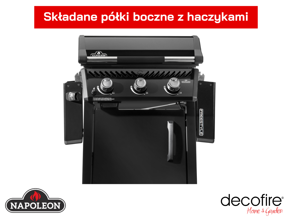 Składane półki boczne z haczykami na akcesoria