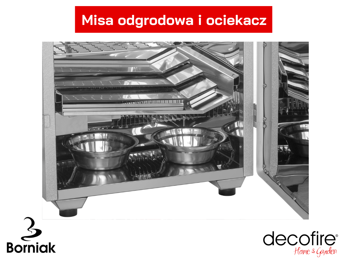 Misa ogrodowa i miseczki na wodę w wędzarni Borniak Simple UWD-70 v1.4