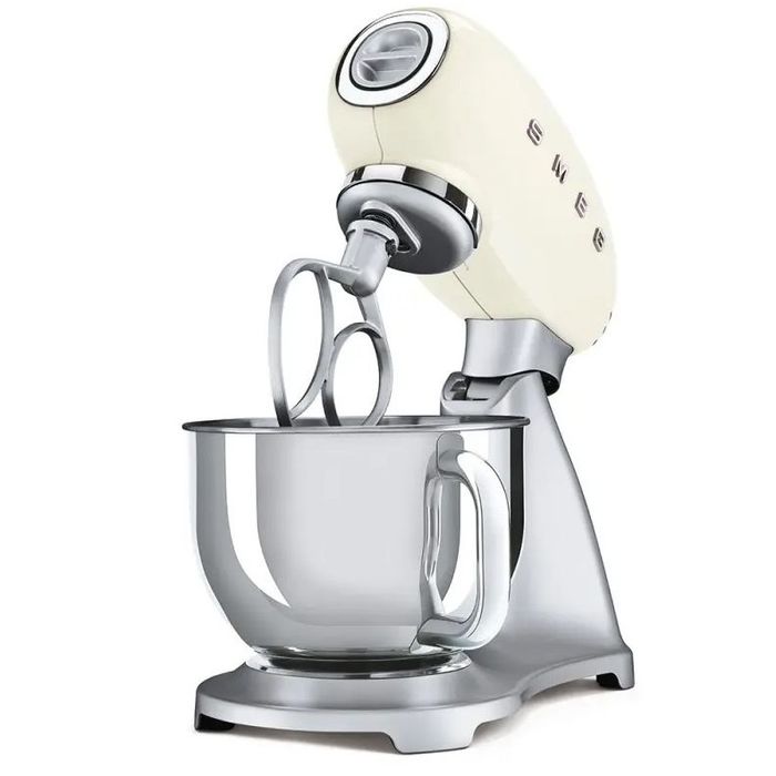 Mikser planetarny 50's style ze srebrną podstawą Kremowy 4,8L Smeg (SMF02CREU) 