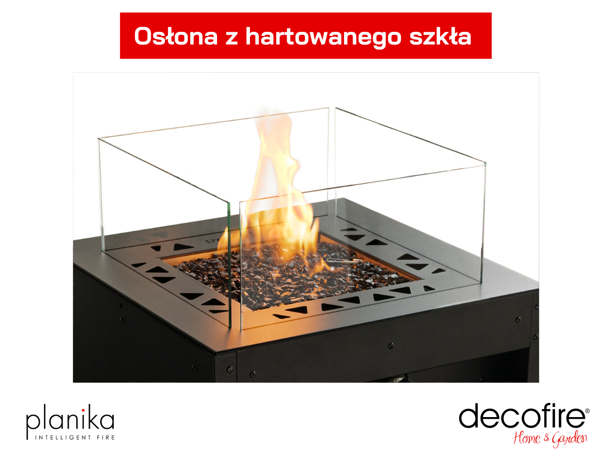 Osłona szklana w kominku Planika Square