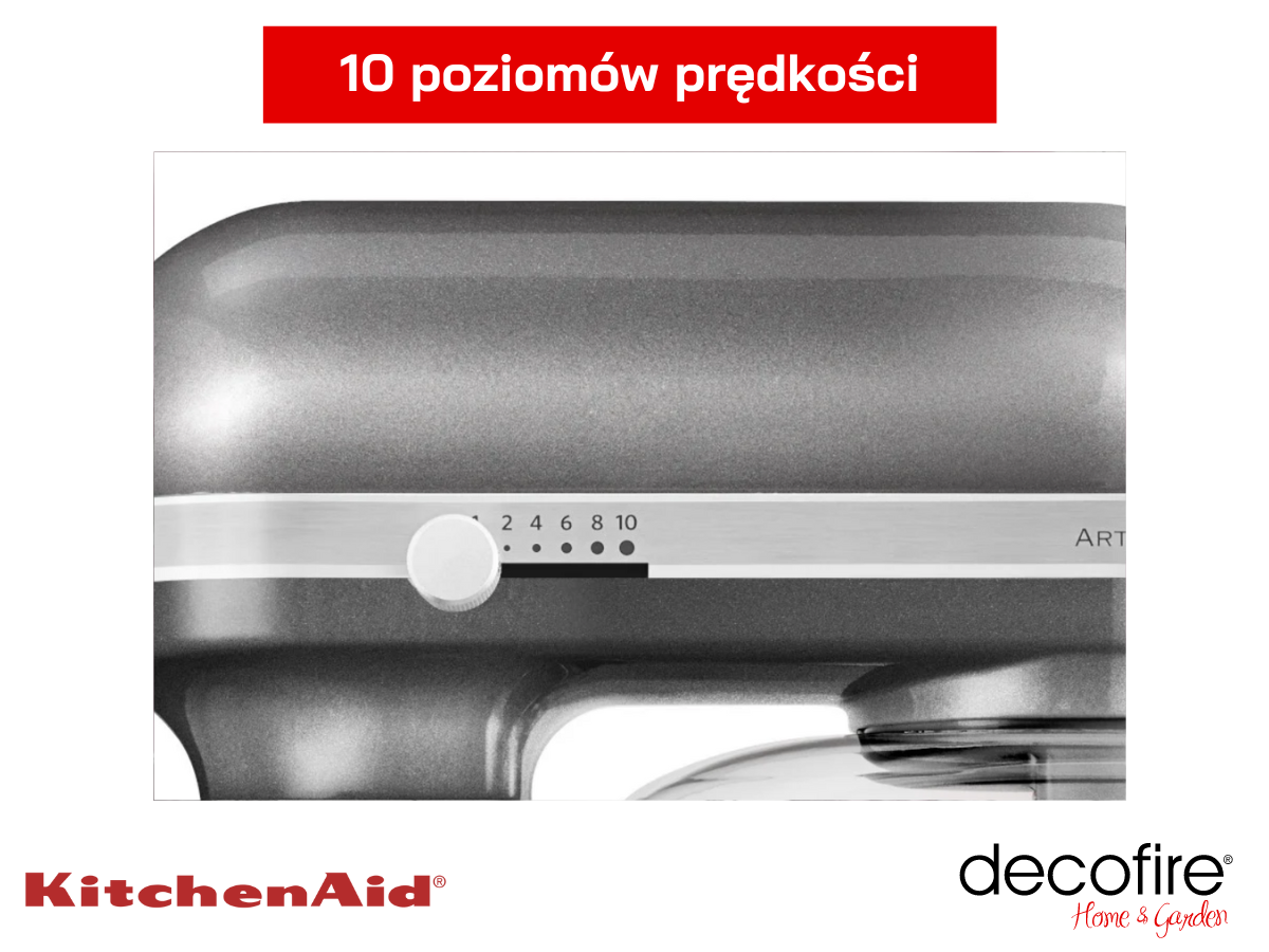 Regulacja 10 poziomów prędkości miksera Artisan 7 Medallion Silver