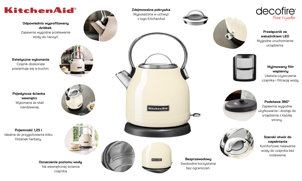 Czajnik Stella 1,25 l Almond Cream KitchenAid