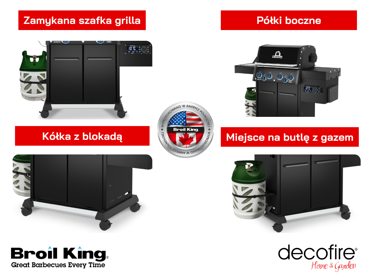 Udogodnienia w grillu gazowym Baron 490 IRP Shadow Broil King