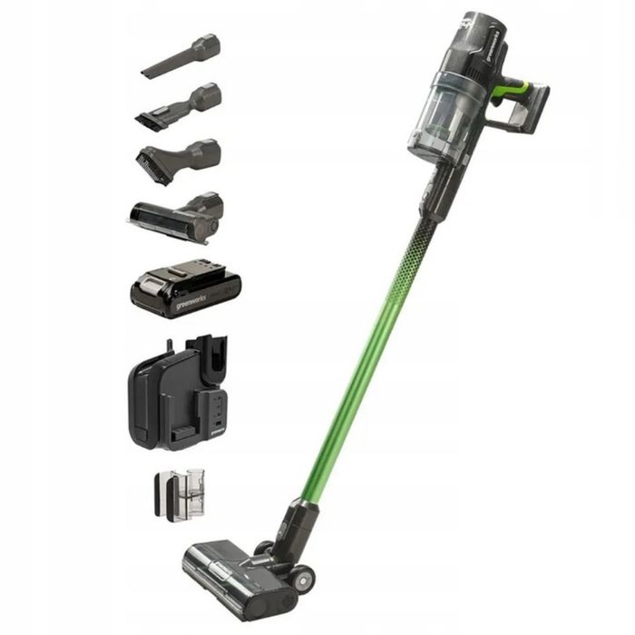 Greenworks 24V odkurzacz domowy GD24SVK4 zestaw ładowarka + akumulator 4Ah (GR4700607UBVT)