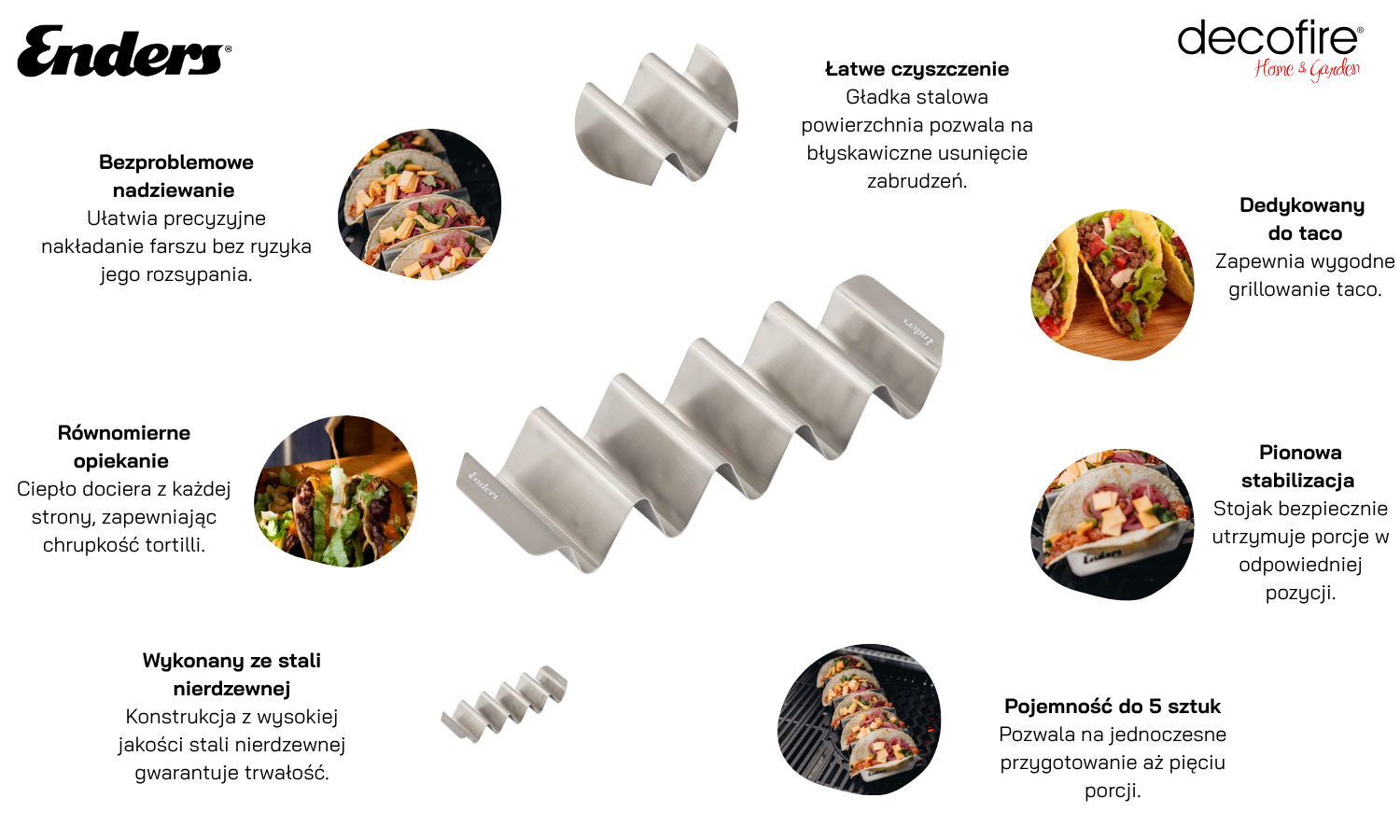 Stojak na tacos ze stali nierdzewnej Enders (8833)