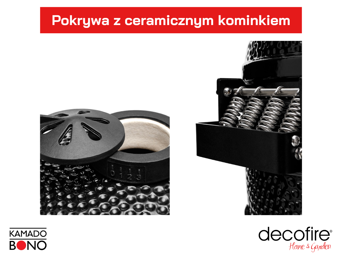 Pokrywa z mechanizmem sprężynowym i ceramicznym kominem