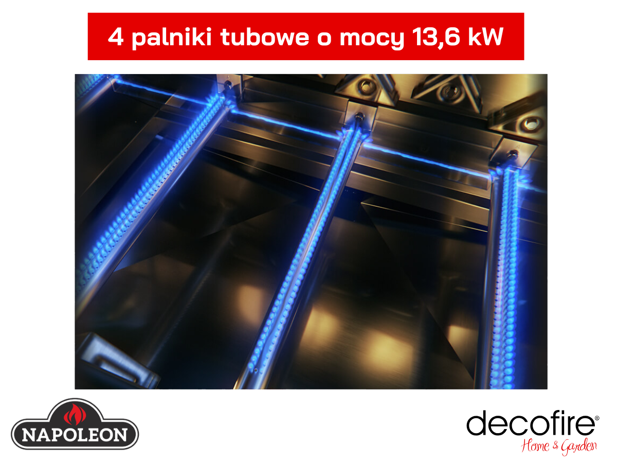 Grill gazowy do zabudowy Napoleon Seria BI 300 – 4 wydajne palniki tubowe