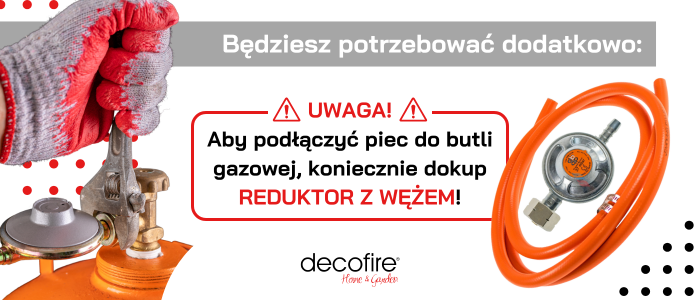 Uwaga! Regulator gazu wraz z wężem należy zakupić oddzielnie!