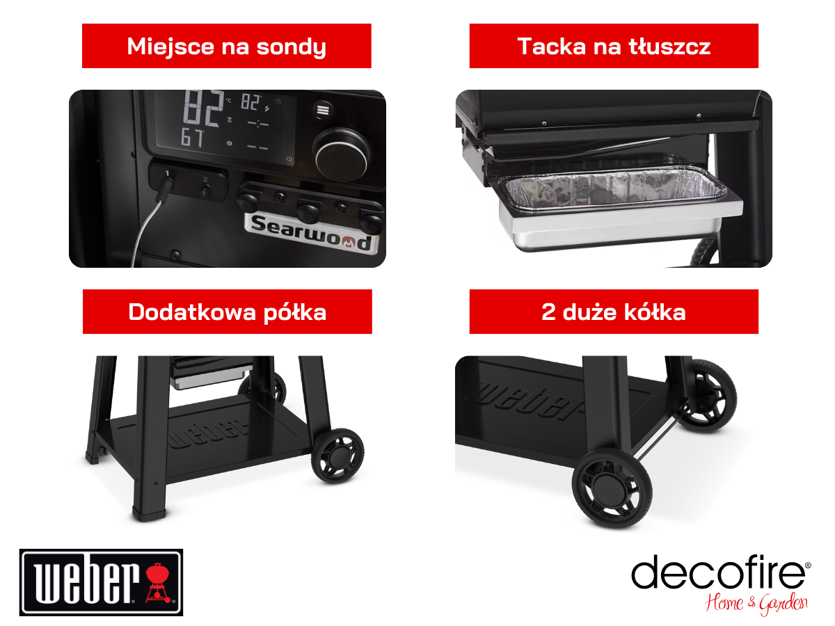 Dodatkowe udogodnienia w grillu na pellet Weber Searwood