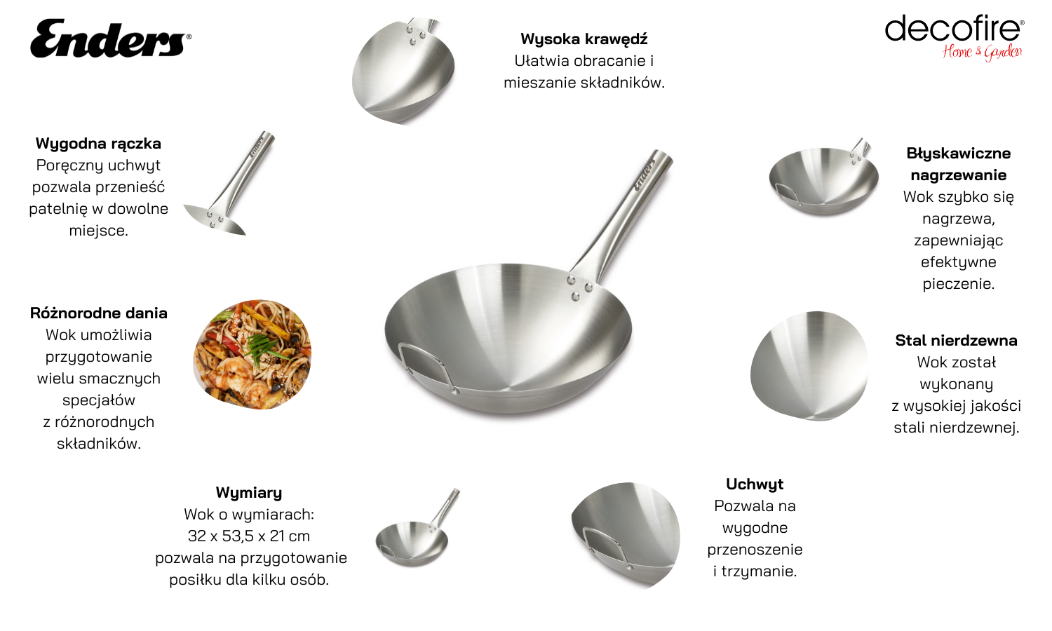 Wok ze stali nierdzewnej Enders (8825)