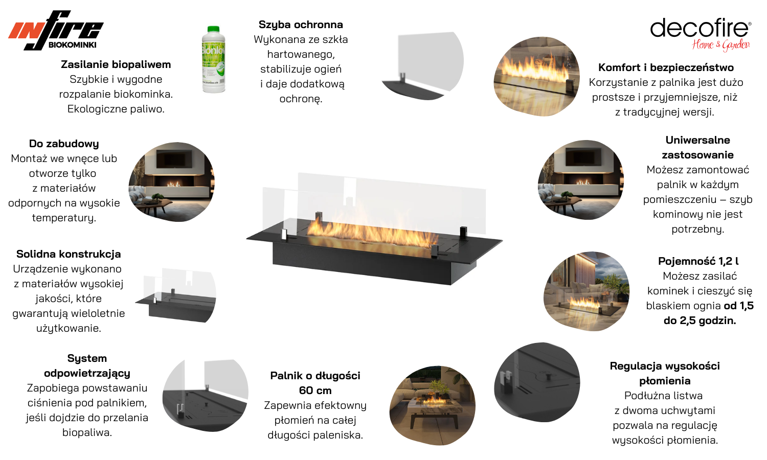Wkład do zabudowy Infire INSERT Slim 800