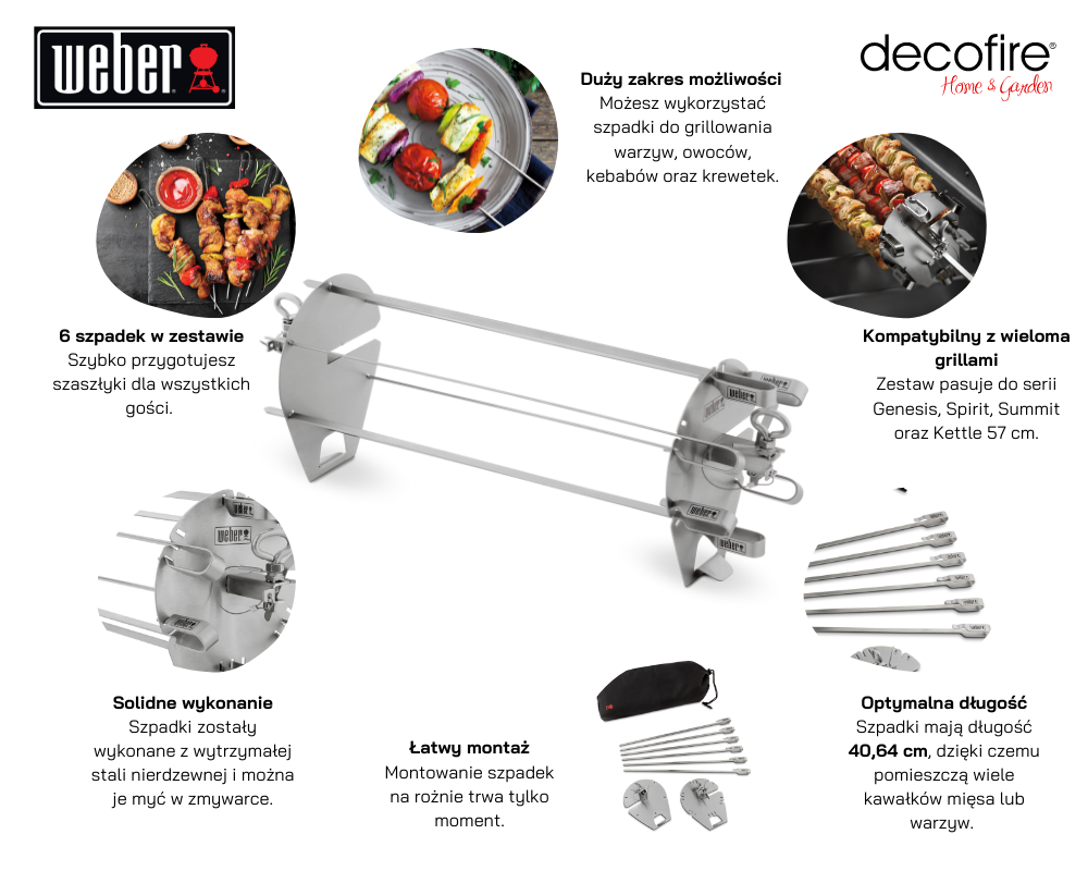 Zestaw szpadek do szaszłyków do rożna Weber CRAFTED główne cechy