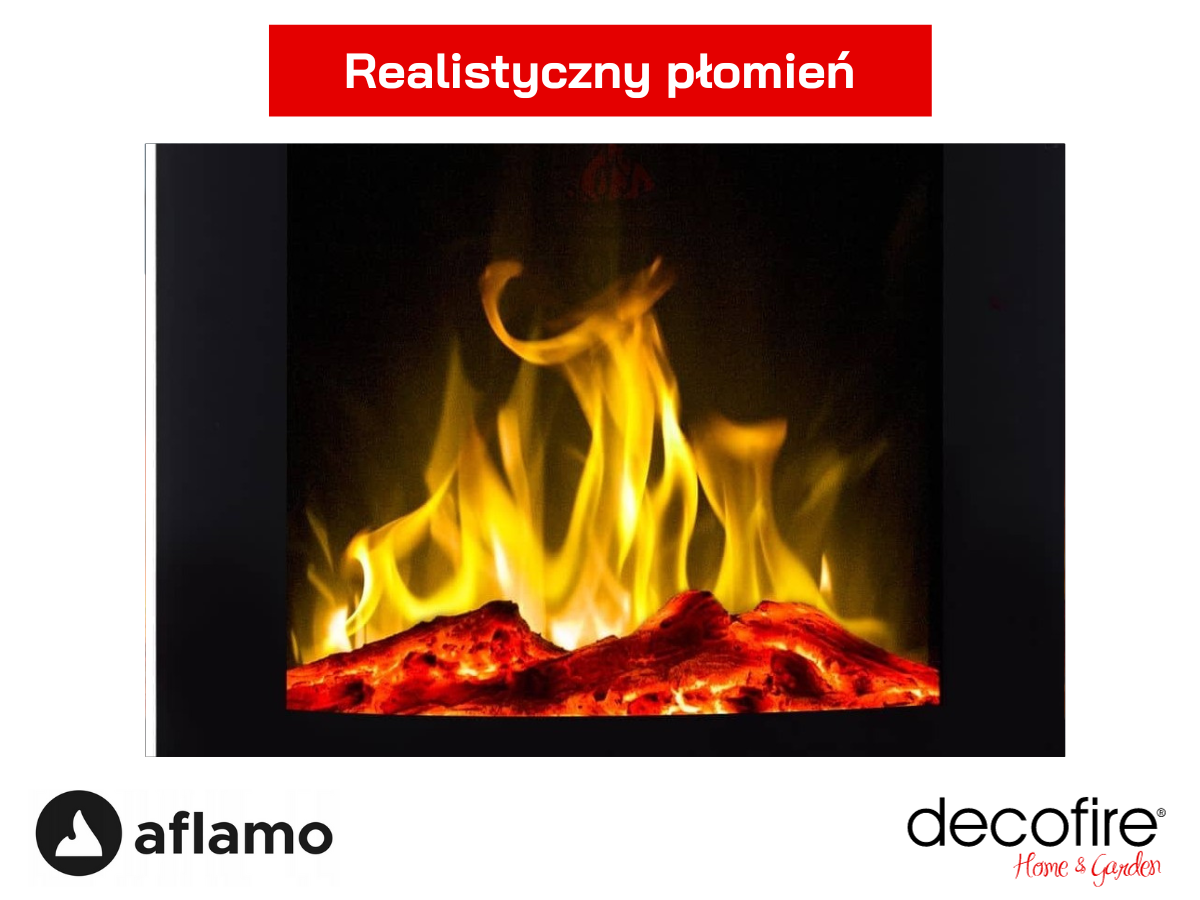 Realistyczny płomień w kominku elektrycznym Aflamo Mercury