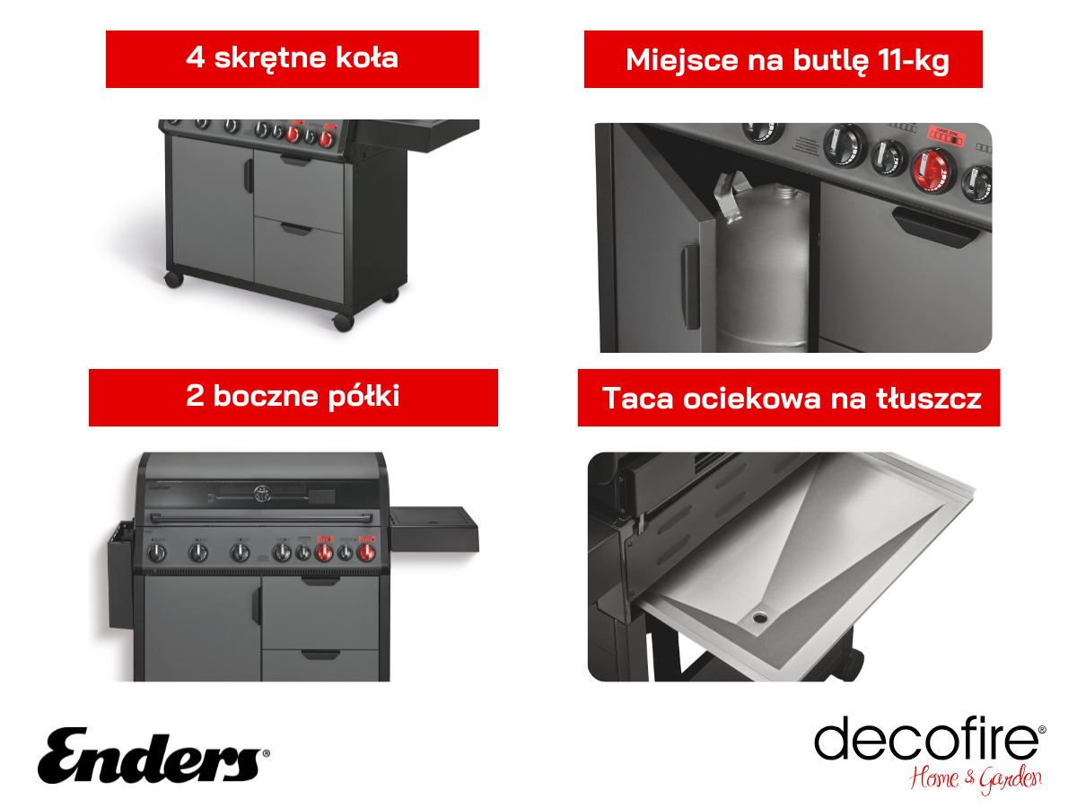 Udogodnienia w grillu gazowym Enders Hyde 6 SIKR Turbo II