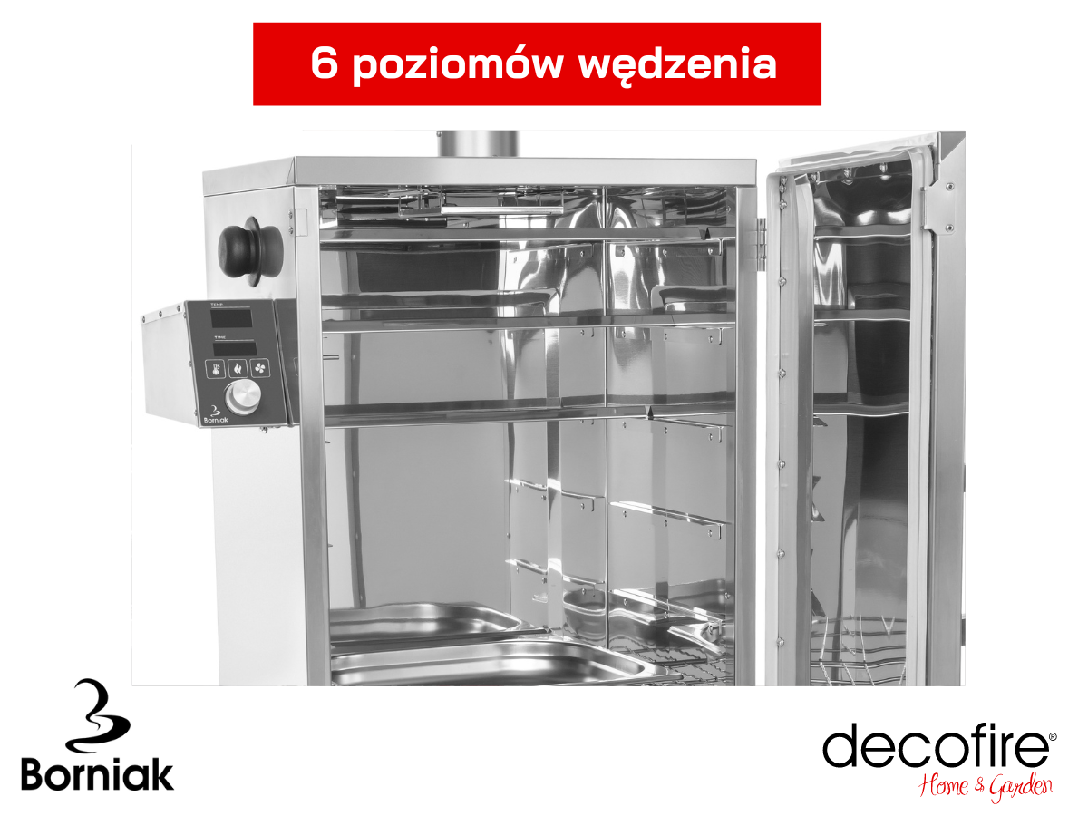 Wnętrze smokera Borniak BBDST-70 v1.4. z 6 poziomami 