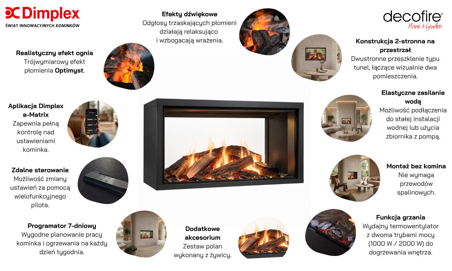 Dimplex kominek elektryczny e-MatriX 800-500 ST cechy