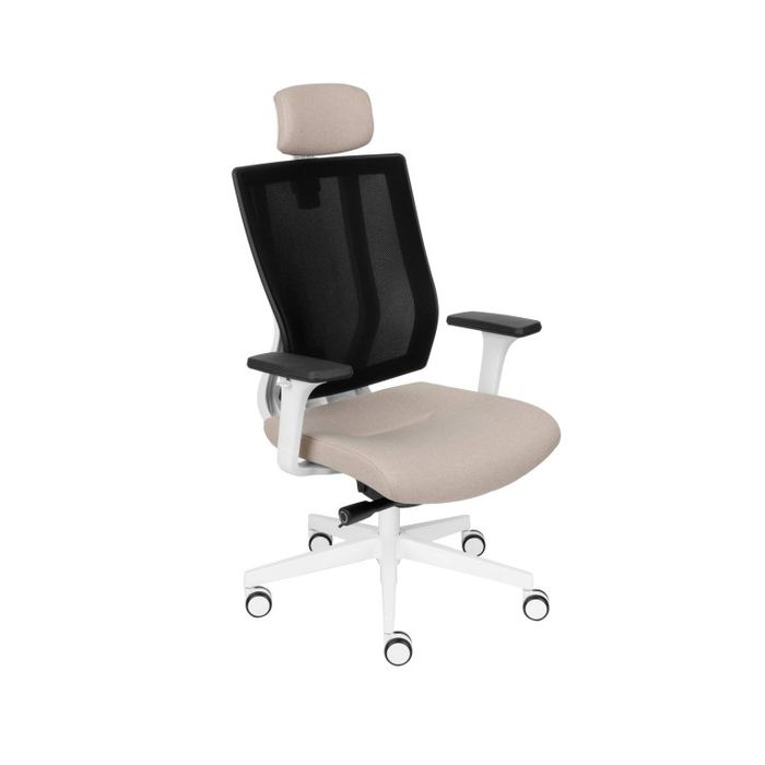 Grospol Fotel biurowy MaxPro WS HD white tkanina Bondai - 8 kolorów