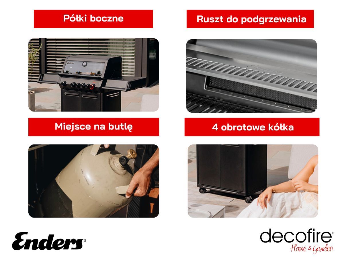 Dodatkowe udogodnienia w grillu gazowym Enders Monroe II PRO 4 SIKR Turbo Shadow